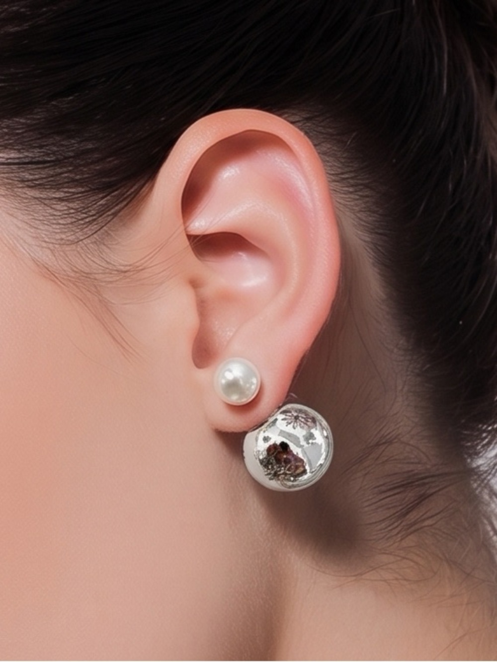 Park Lane Womens Dovey Elegant Star Earrings Pearl & Silver Reversible Studs NWT
